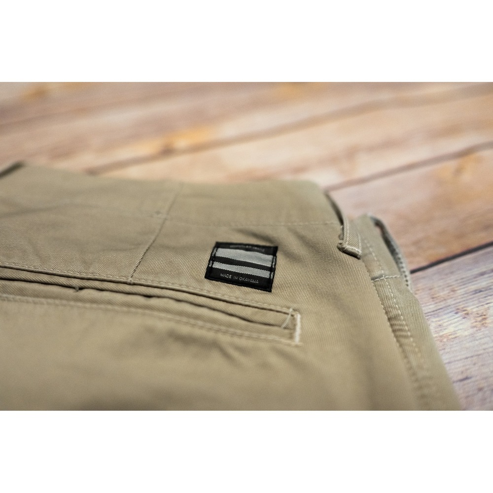 Momotaro Jeans Mens Khaki Chino Trousers Made in Okayama Japan GTB Stripes Tan - Picture 6 of 16
